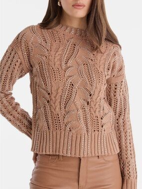 The Noli shop Elea crystal knit sweater in XS - mocha mousse color new with tag